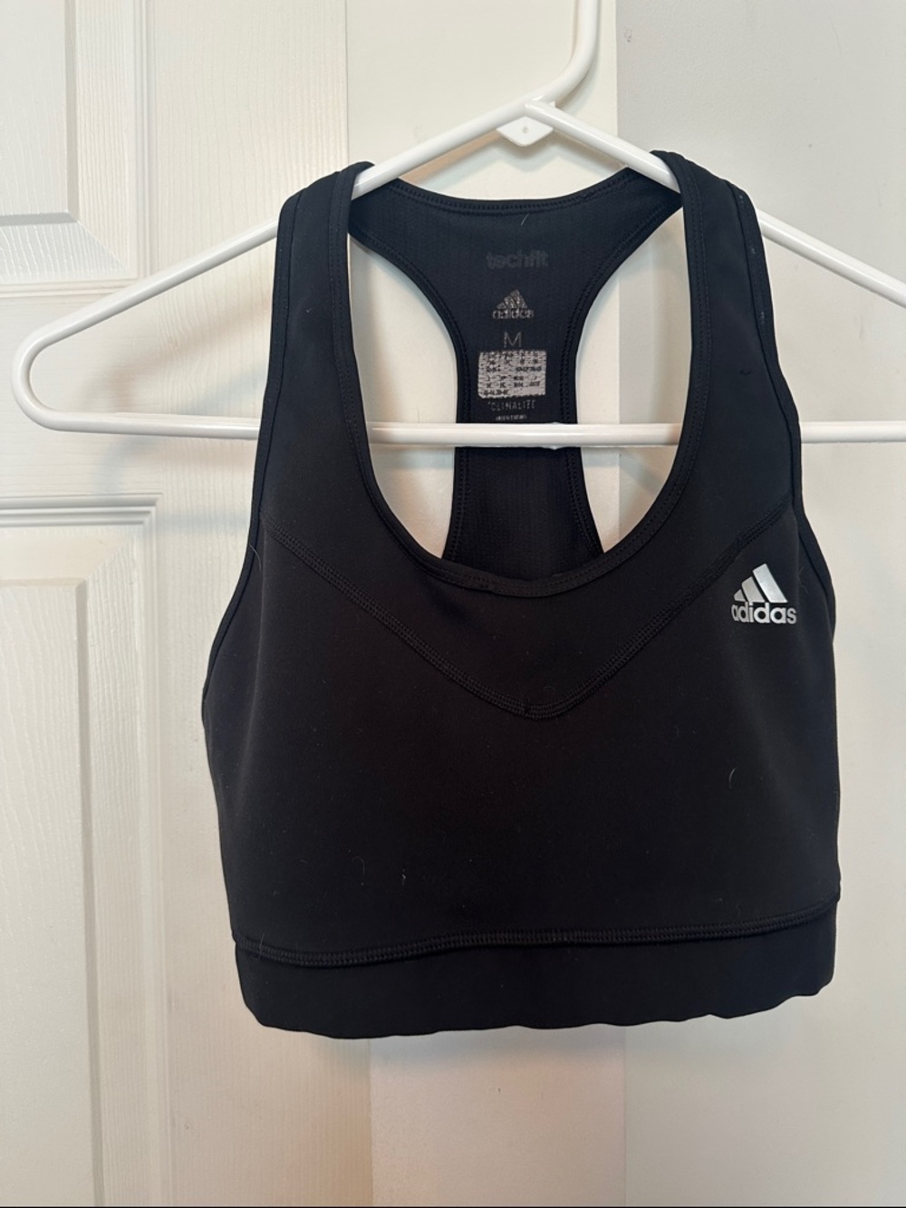 adidas Black Racerback Sports Bra with Logo